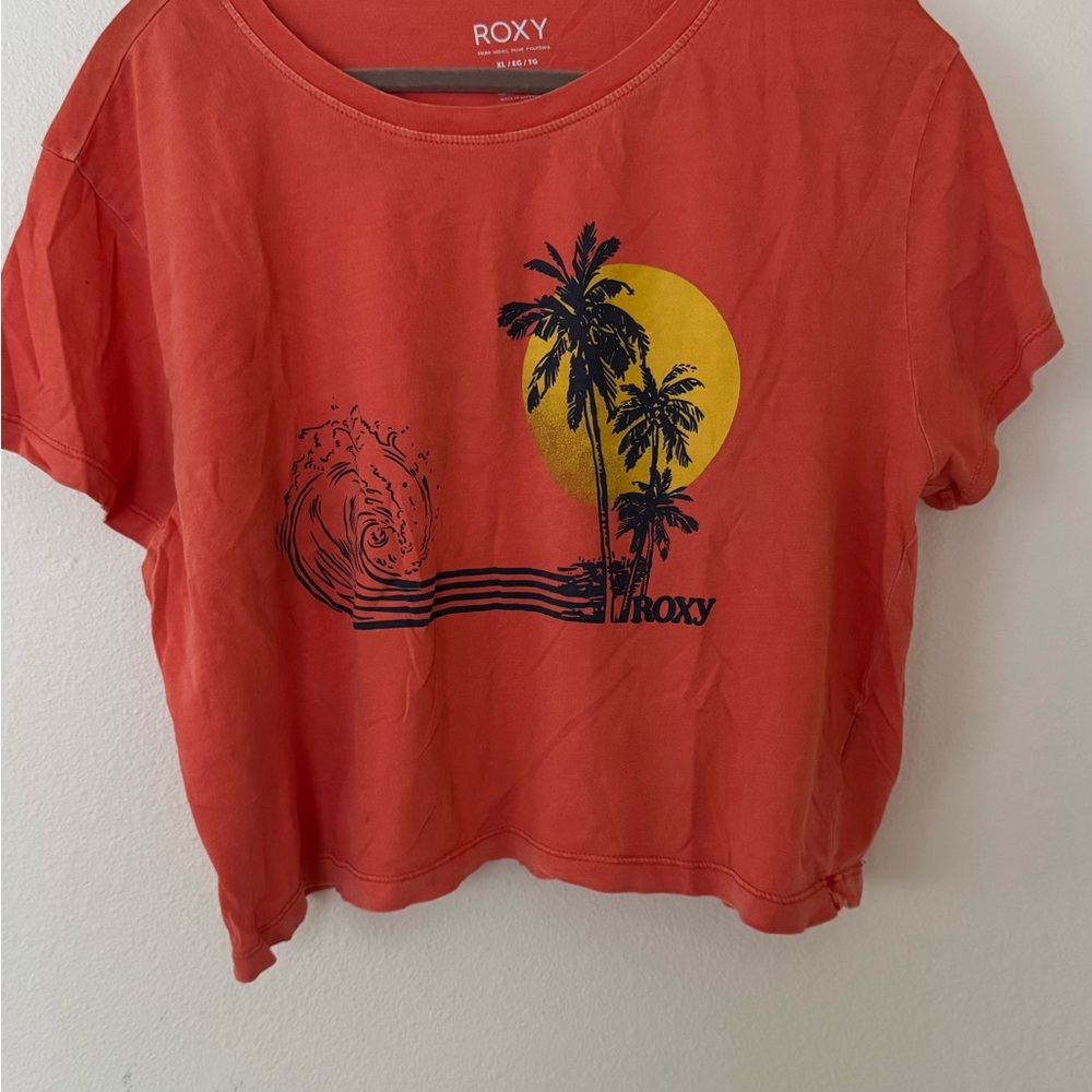 Roxy Sunset Red Tee with Palm Design